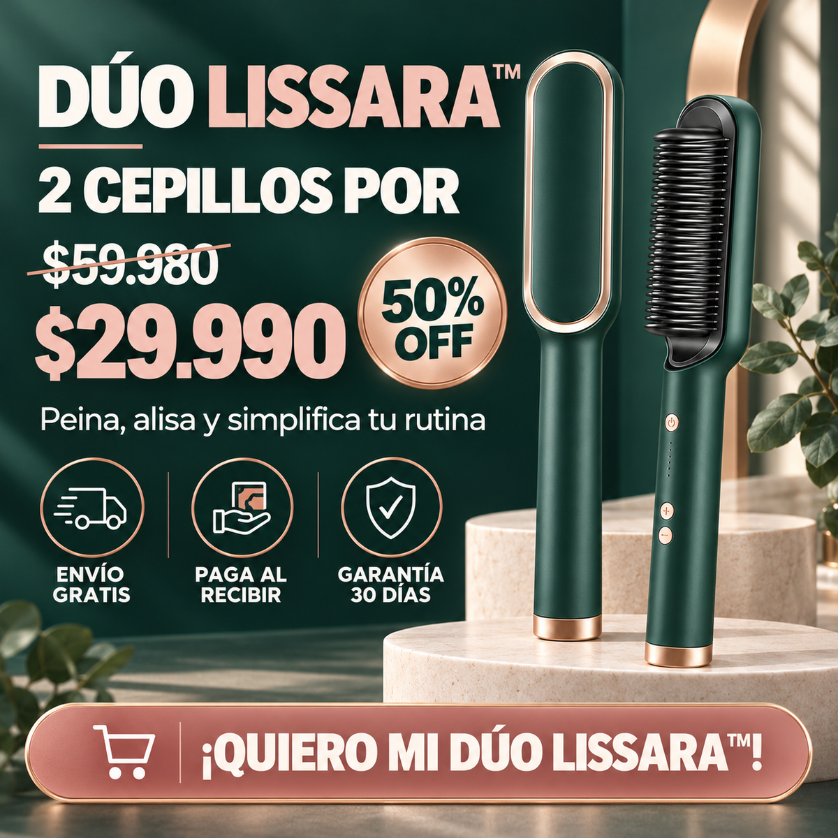 Lissara™ | Cepillo Alisador 50% OFF