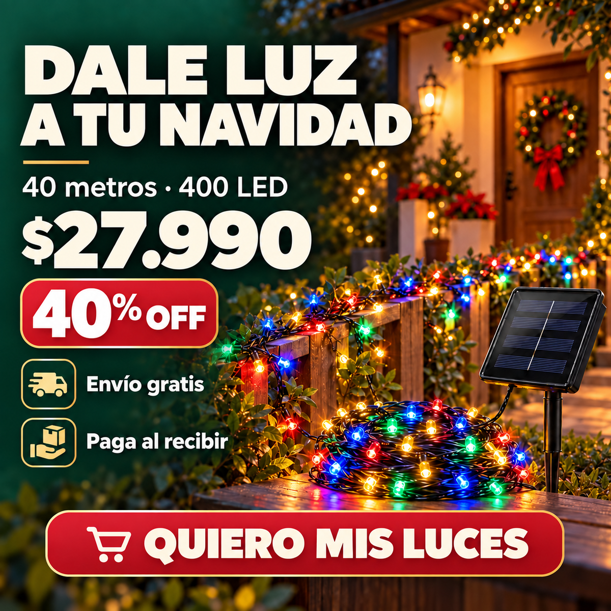 Set 400 Luces Solares 40M | 40% OFF